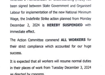 C’River Labour suspends strike