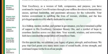 NUJ Cross River State Council Felicitates Her Excellency, Bishop Eyoanwan Bassey Otu @ 61