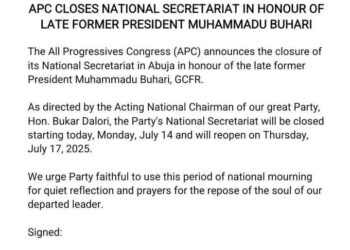 APC closes national, state secretariats over Buhari’s death