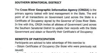 Cross River Geographic Information Agency’s Public Notice