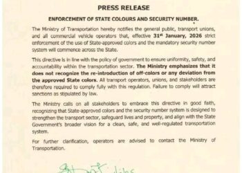 Cross River orders commercial vehicles to use approved state colours